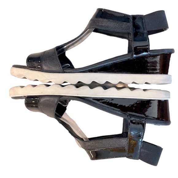 The Flexx Give a Hoot Sandal black leather low wedge women’s shoes size 9 - Picture 5 of 7